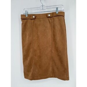 Love Scarlett Brown Faux Suede Pencil Skirt Womens Size M